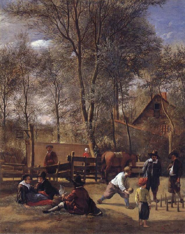 Jan Steen Skittle players outside an inn oil painting image